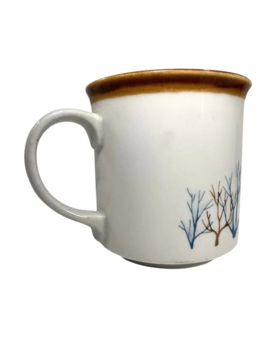 Vtg Bald Eagle in Flight Mug Embossed Mountains Forest Trees Bird Coffee Cup